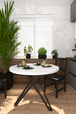 Стол Ванкувер (D900), ЛДСП Дуб белый крафт / Металлокаркас Черный